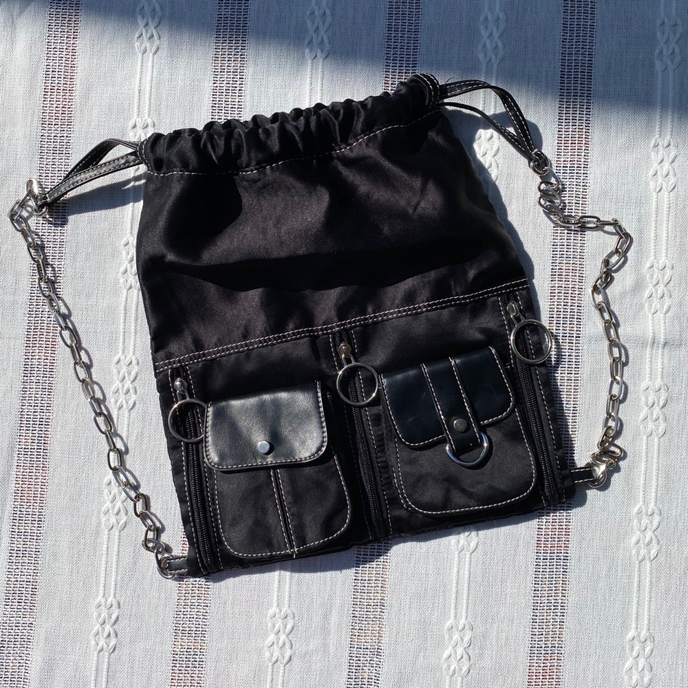 Dolls Kill (Poster Grl) Black Chain Drawstring Backpack
